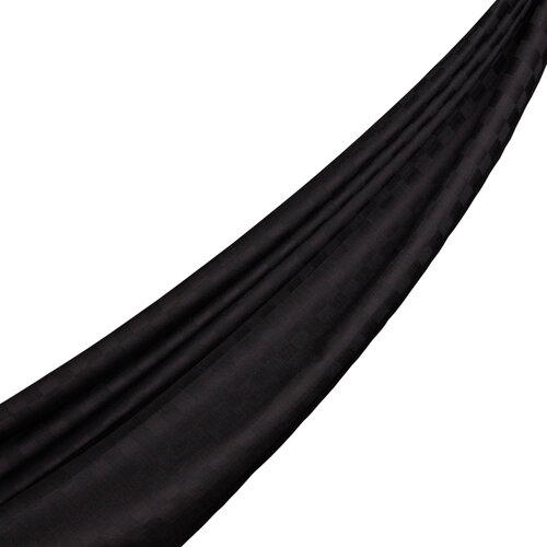Black Checkered Cotton Silk Scarf