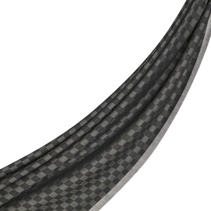 Black Checkered Wool Silk Scarf - Thumbnail