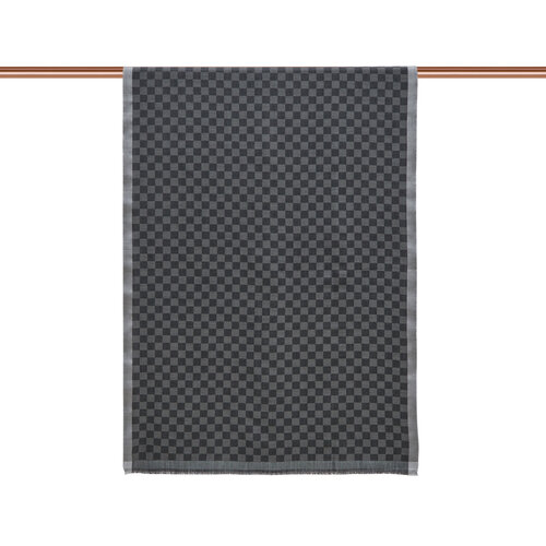 Black Checkered Wool Silk Scarf