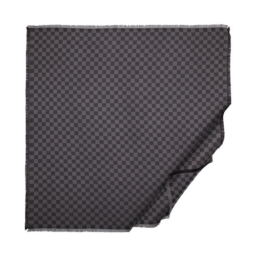 Black Checkered Wool Silk Scarf