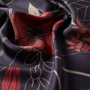 Black Cherry Bright Twill Silk Scarf - Thumbnail