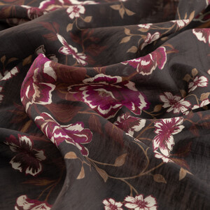 Black Cherry Spring Frame Print Tencel Scarf - Thumbnail