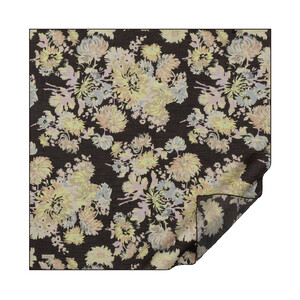 Black Chrysanthemum Print Tencel Scarf - Thumbnail