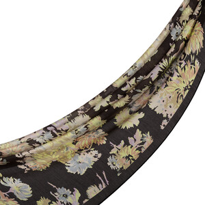 ipekevi - Black Chrysanthemum Print Tencel Scarf