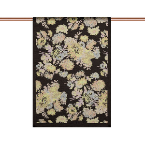 ipekevi - Black Chrysanthemum Print Tencel Scarf (1)
