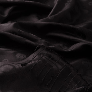 Black Cintemani Jacquard Silk Scarf - Thumbnail
