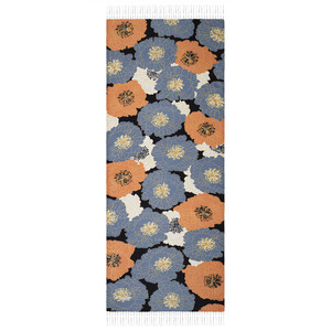 Black Copper Blue Hydrangea Print Silk Scarf - Thumbnail