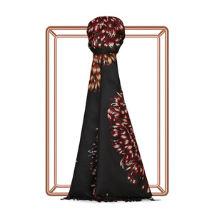 Black Dahlia Print Silk Scarf - Thumbnail