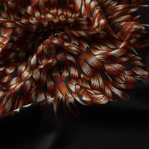 Black Dahlia Print Silk Scarf - Thumbnail