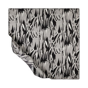 Black Dark Garden Print Silk Twill Scarf - Thumbnail