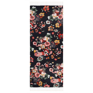 Black Desert Rose Print Silk Scarf - Thumbnail