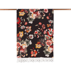 Black Desert Rose Print Silk Scarf - Thumbnail