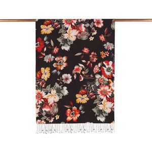 ipekevi - Black Desert Rose Print Silk Scarf (1)