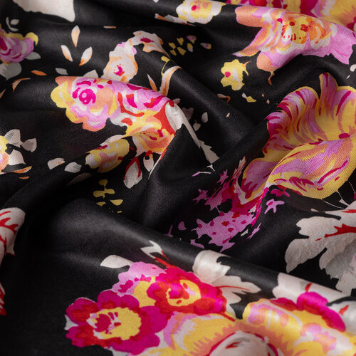 Black Dream Bouquet Silk Scarf