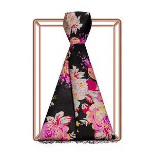 ipekevi - Black Dream Bouquet Silk Scarf