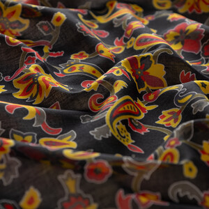 Black Eastern Garden Cotton Scarf - Thumbnail