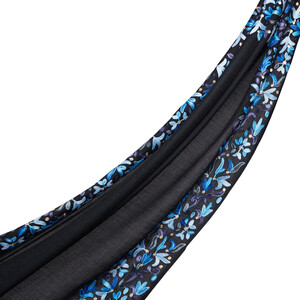 Black Embroidery Funda Crown Woven Wool Silk Scarf - Thumbnail
