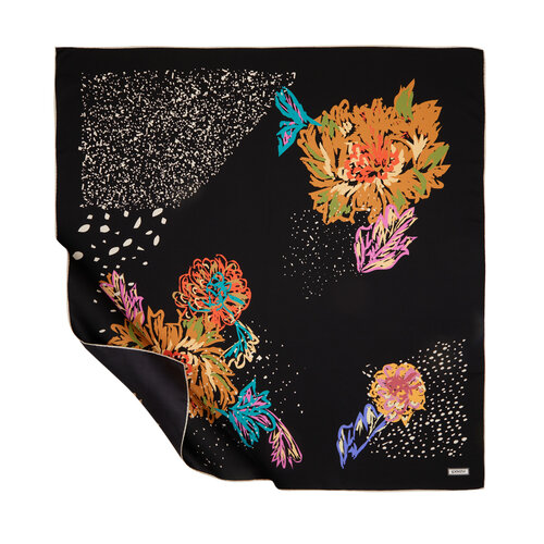 Black End Of Summer Twill Silk Scarf 