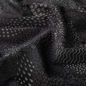 ipekevi - Black Ethnic Harmony Print Cotton Scarf (1)