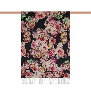 ipekevi - Black Fleur Print Silk Scarf (1)