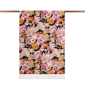 ipekevi - Black Floral Chaos Print Silk Scarf (1)