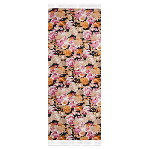 Black Floral Chaos Print Silk Scarf - Thumbnail