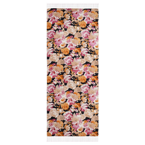 Black Floral Chaos Print Silk Scarf