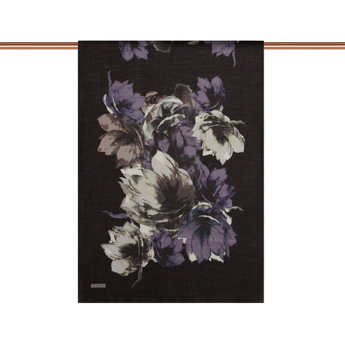 Black Florescence Print Tencel Scarf