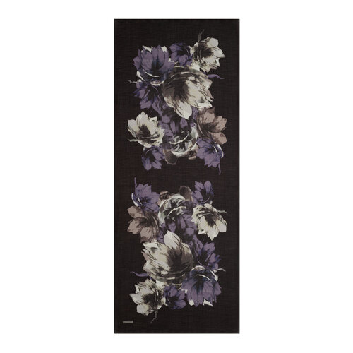 Black Florescence Print Tencel Scarf
