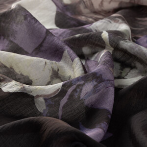 Black Florescence Print Tencel Scarf - Thumbnail
