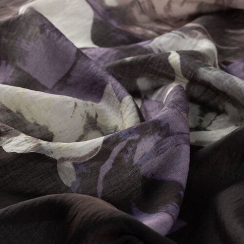Black Florescence Print Tencel Scarf