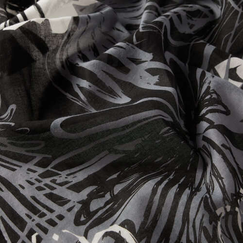 Black Flower Shadow Print Modal Cotton Scarf