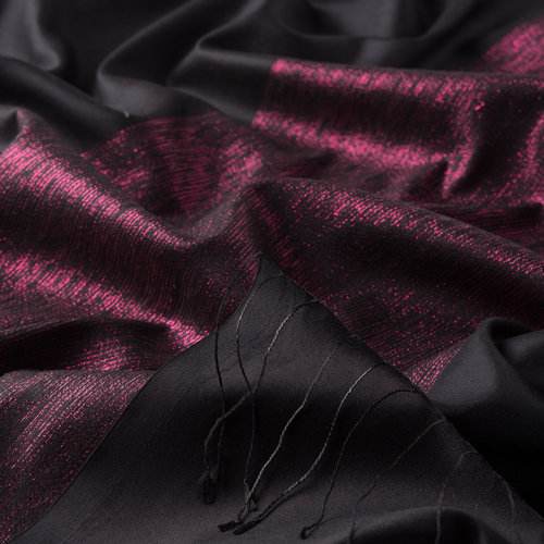 Black Fuchsia Duchess Lurex Silk Scarf