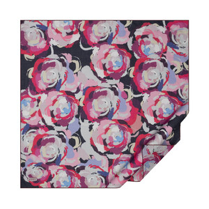 Black Fuchsia Soulful Blooms Cotton Scarf - Thumbnail