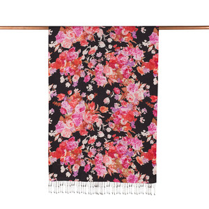 ipekevi - Black Garden Spirit Print Silk Scarf (1)