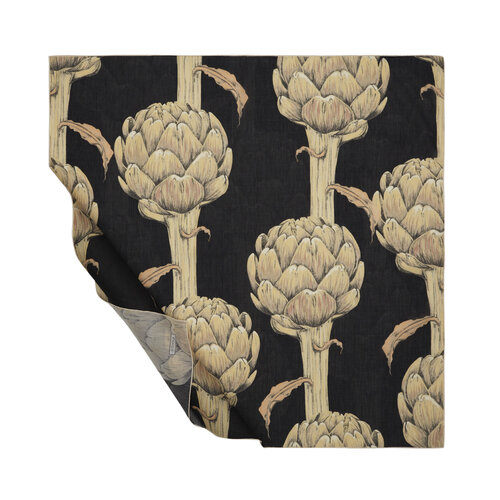 Black Gold Artichoke Blossom Cotton Scarf