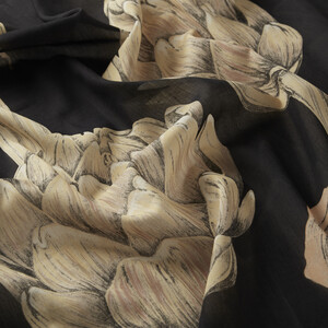 ipekevi - Black Gold Artichoke Blossom Cotton Scarf (1)