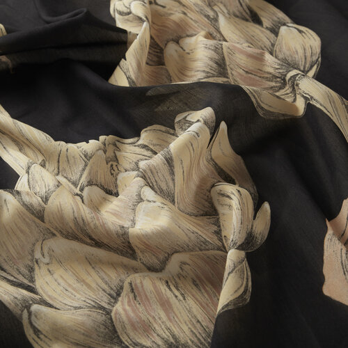 Black Gold Artichoke Blossom Cotton Scarf