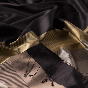 Black Gold Elitist Striped Silk Scarf - Thumbnail