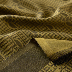 Black Gold IE Monogram Cotton Silk Scarf - Thumbnail