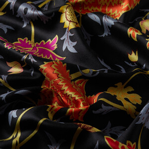 Black Gold Lavinia Patterned Silk Scarf - Thumbnail
