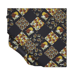 Black Gold Lego Flower Twill Silk Scarf - Thumbnail