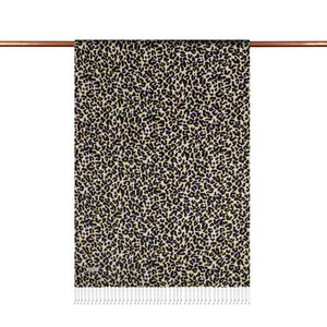 ipekevi - Black Gold Leopard Print Silk Scarf (1)