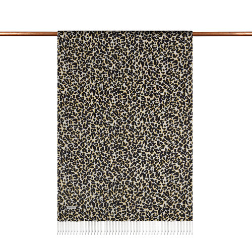Black Gold Leopard Print Silk Scarf