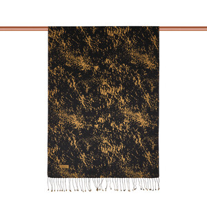 ipekevi - Black Gold Marble Print Silk Scarf (1)