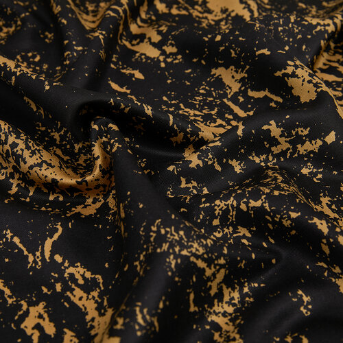 Black Gold Marble Print Silk Scarf