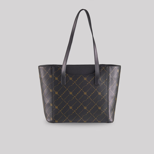 Black Gold Monogram Pocket Detailed Tote Bag