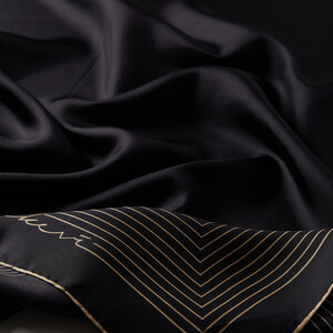 Black Gold Prive Twill Silk Scarf - Thumbnail