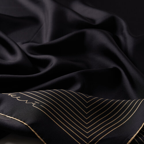 Black Gold Prive Twill Silk Scarf