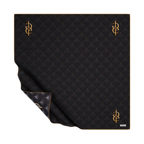 Black Gold Quilted Elegance Twill Silk Scarf